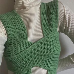 Women's Tanks 2023 Sleeveless Knitted Crop Sweater Sexy Autumn Summer Fashion Vest Black Casual White Jumper Top Female Pullover Y2K