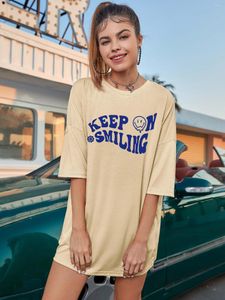 Women's T Shirts Keep On Smiling Comfort Colors T-shirt Trendy Oversized Vintage Very Cute Comfy Sleep Graphic Cotton Tees Young Girl Street