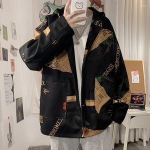 Men's Jackets Men's Harajuku Letter Print Autumn Loose Varsity Couple Hip Hop Streetwear Lightweight Male Coats