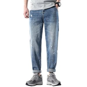 Jeans masculinos rasgaram homens folggy pernas largas calças de jeans soltas em forma de retalhos de roupas de streetwear angustiadas calças hip hop meninos