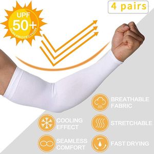 Knee Pads 4-Pairs Cooling Arm Sleeves UV Protected Anti-Slip Compression Sun Cover For Men Women Cycling Running Golf