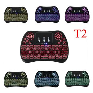 T2 Wireless Keyboard 7 Colors Backlit i8 2.4GHz Air Mouse Touchpad Handheld for Android TV BOX X96 MAX T95 H96 TX3 mini