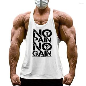 Men's Tank Tops Bodybuilding Stringer Top Men Gym Clothing Y Back Cotton O-Neck Fitness Sleeveless Shirt Summer Muscle Workout Vest