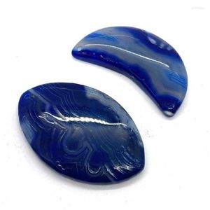 Charms 5pcs Blue Striped Agat wisiety Zestaw kamienia naturalnego Reiki Uzdrowienie dla biżuterii