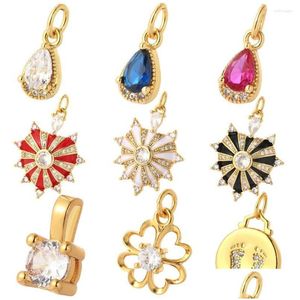 Charms Boho Heart Drop Diy Pendant Necklace Earrings Neckalce Make Colorf Söta för smycken Making Zircon Bohemian Art D DHXWB