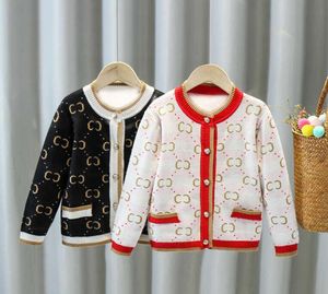 C108 Crian￧as de designer de designer Jaqueta de malha do cardigan rosa beb￪ su￩teres de malha Jumper Jumper Children Coat