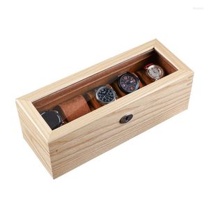 Titta på lådor Solid Wood Multi-Position Box Exquisite High-klass Ash Armband Storage Display kan hålla 5 klockor