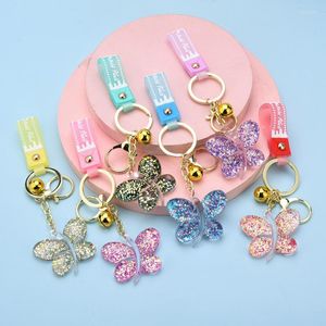 Keychains Fashion Creative Jelly Sequins Butterfly Key Chain Delicate Lovely Lovers Backpack Pendant Accessories Anniversary Gift