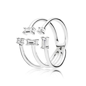 CZ Diamond Fragments Open Ring Real Sterling Silver For Pandora Fashion Wedding Party Jewelry for Women Girl Girl Gift Designer Rings med original Retail Box