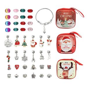 Charm Armband Europeiska och amerikanska smycken Tillbehör Set Colorful Crystal Large Hole Pärlor Santa Claus Snowflake Armband Ornamen