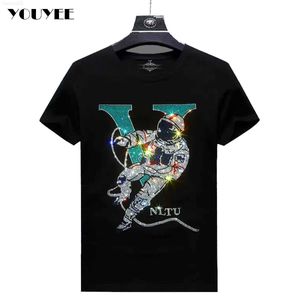 Men's T-Shirts Astronaut pattern Diamond Stone Mens Tshirts Casual Loose cotton Summer New Sweatshirts Handsome Party Tee Male Clothing Top Z0221