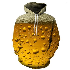 Men's Hoodies 3D Printed Foam Beer Pattern Hooded Sweatshirt Tide Brand Pullover Hoodie Long Sleeve Loose Couple Fashion Tops