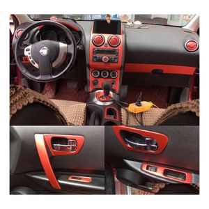 Bilklistermärken för Nissan Qashqai 2006 J10 Interior Central Control Panel Dörrhandtag Kolfiberdekaler Styling Accessorie Drop Deli DHTE7