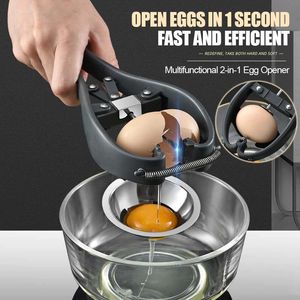 Other Kitchen Dining Bar Stainless Steel Egg Opener Scissors Manual Tools eggshell cracker egg cutter Yolk White Separator 230221