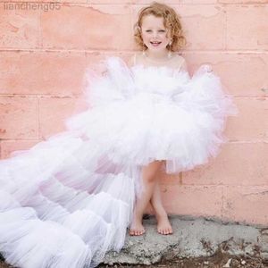 Mädchenkleider Weißes Schleppendes Taufkleid für Babys, elegante Schleife, Party, Hochzeit, Geburtstag, Spitze, Brautjungfer, Prinzessinnenkleider, Erstkommunionkleid W0221