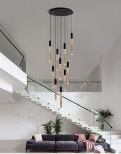 Modern LED -ljuskrona Lätt bubbla akryl trappa lång ljuskrona för vardagsrum kök restaurang loft bar
