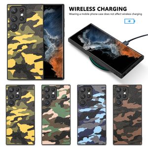 الحالات الهاتفية المقاومة للصدمات لـ Samsung Galaxy S23 S22 S21 S20 Ultra Plus Casouflage Pattern Pu case protection