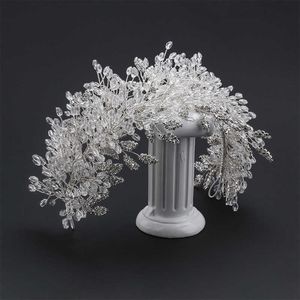 Tiaras barokowe kobiety białe kryształ ręcznie robiony z koralikami norkowato -koronę norkowatkowatą Wedding Hair Akcesoria ręcznie robione akcesoria Z0220