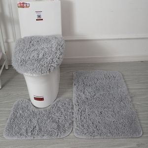 Toalettstolskydd Set med 3 badrumsmattmatta duschmattor mjuka non slip 2st lock täckgolv S 230221