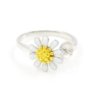 Mücevher Ayarları Yeni Kore Yaratıcı Chrysanthemum S925 Sterling Sier Ring Montajlar İnci Fittingler DIY Doğrudan Satış Dhxar Dhxar