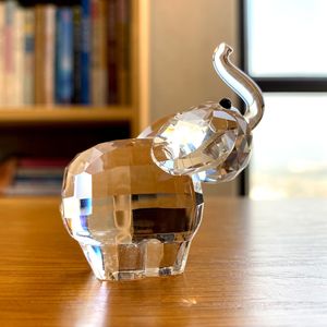 Decorative Objects Figurines Clear Crystal Cute Elephant Glass Animal Paperweight Ornament Statue Collectible Home Decor Christmas Birthday Gifts 230221