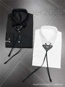 Camicie casual da uomo firmate Classica cravatta a triangolo rovesciato camicia a maniche lunghe decorativa lettera ricamata DUUI