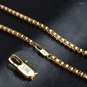 Łańcuchy Najwyższa jakość prosta eleganckie złote naszyjniki łańcuch dla mężczyzn Akcesorium biżuterii 24 cali hurtowe majsterkowanie