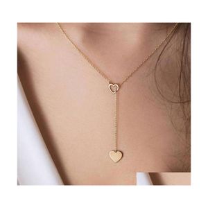 Collane con ciondolo Collana con cuore d'amore Regalo femminile Trendy Sier Color oro Catena con clavicola Girocollo per gioielli da donna Consegna a goccia per feste Dh3He