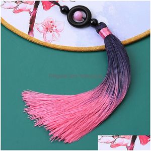 Charms 2Pcs/Lot 16Cm Polyester Silk Tassel Colorf Cotton Tassels Trim For Sewing Curtains Accessories Pendant Diy Car Drop D Dhwkf