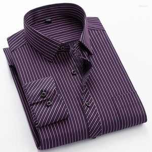 T-shirt da uomo Slim Fit da uomo Business Casual Camicia a maniche lunghe Classic Stripe Social Dress Plus Large Size 8XL 7XL 6XL 5XL 4XL