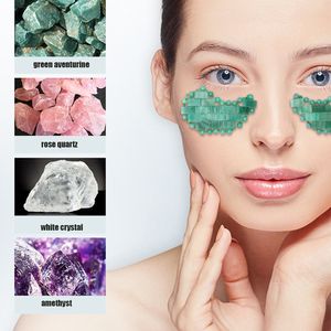 Jade Eye Massager Sleeping Mask Natural Rose Quartz Cool Healing Stone Eye Patch Massage Relax Health Care Beauty Tool