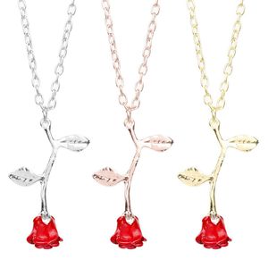 Romantic Red Rose Pendant Necklace Designer Women Jewelry Necklaces Valentine's Day Gift For Girlfriend Party Decoration Accessories