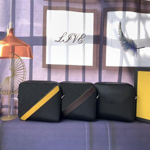 3-farbige Schultergurte sind verstellbar, Luxurys Designer Messenger Bag, Umhängetaschen mit Reißverschluss, FD02, Mattschwarz, 86, Größe 22 x 15 x 4, 284 W