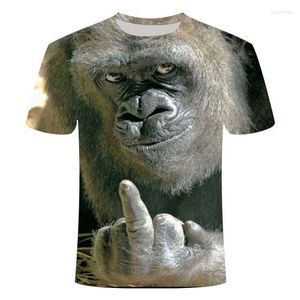 Camisetas masculinas Camisa de animal Menkey Orangetan Monkey 3D Camiseta Funny Tops Tops de manga curta o -Neck Roupas de verão y2k