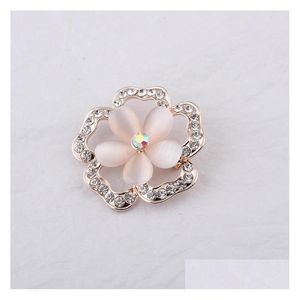 Pins Brooches Cr Jewelry New Opal Brooch Flower Pins Female Fashion Creative Clothing Accessories Manufacturers Who Dhhx7