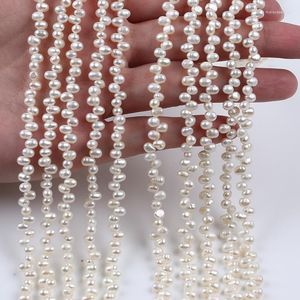 Chains 3-3.5mm Natural Freshwater Rice Shape Pearl Strand With Top Hole For Jewelry Making