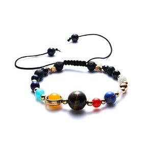 Beaded Eight Planets Of The Solar System Natural Stones Lava Stone Strands Woven Bracelet Fashion Hand Bracelets Drop Delivery Dhi7E