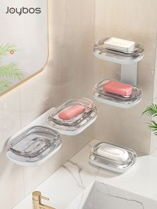 Sabão pratos de sabão Joybos Double camada prato de parede montado em dreno branco caixa de banheiro acessórios de esponja de água 230221