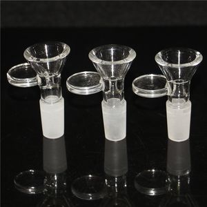 Narguilé 3 styles 10mm 14mm bol en verre mâle joint poignée glisser bol pièce pour bangs conduites d'eau brûleur à mazout en verre pyrex