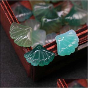 Charms 18mm 2st Natural Stone Pendant Carving Ginkgo Leaves for DIY Jewelry Making Hitta tillbehörscharm Drop Delivery 20 Dhiyb