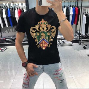 Herren T-Shirts Baumwolle Slim männlich T-Shirt Casual Wunderschöne luxuriöse Muster Heiße Diamant Mode Herren Top New Short Sleeve Tees Herren Kleidung Z0221