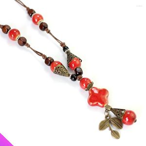 Pendant Necklaces Ceramic Beads All-match Sweater Chain Necklace Ladies Girl Fashion Wax Rope 3 Model 2023