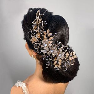 2023 Copricapo Nuziale Matrimonio Diamante Tiara Foglie scavate Copricapo da sposa Corona Strass con gioielli da sposa Accessori per capelli Corone da sposa con diamanti