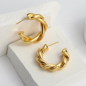 Hoop Earrings Greatera Trendy Gold Color Metal Twisted Round Circle For Women Copper Alloy Geometric Small Jewelry