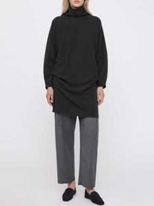 Casual klänningar 2023 Kvinnor Turtleneck Knitklänning Långärmad ull Cashmere Simple Autumn Female Robe