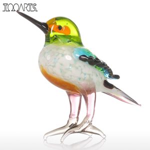 Decorative Objects Figurines Tooarts Gift Glass Animal Figurine miniature figurines Handblown Home Decor Modern Tiny birds decor Decoration Accessories 230221