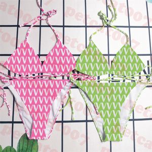 Costume da bagno bikini Holiday Sister con stampa di lettere Costume da bagno classico a triangolo da donna