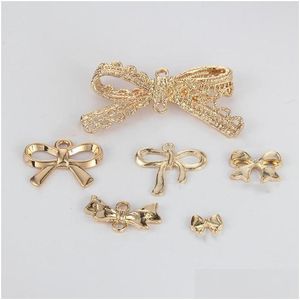 Takım Paketi/Lot KC Gold Bowknot Seragats 5 Styles DIY Kolye için Metal Saç Takı Yapımı Bulguları Bulgular Damla Teslimat 202 DHE4K