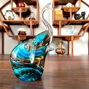 Decorative Objects Figurines 4 Colors Crystal Glass Elephant Table Ornament Sculpture Wild Life Handmade Craft Hand Blown Art Home Decor Gift 230221