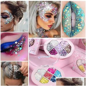 ￖgon Shadow CMAADU 7 F￤rg Glitter Eyeshadow Palette Powder Face Body Shimmer Gel Festival Party Makeup Waterproof Cosmetic Drop Deli Dhdmk